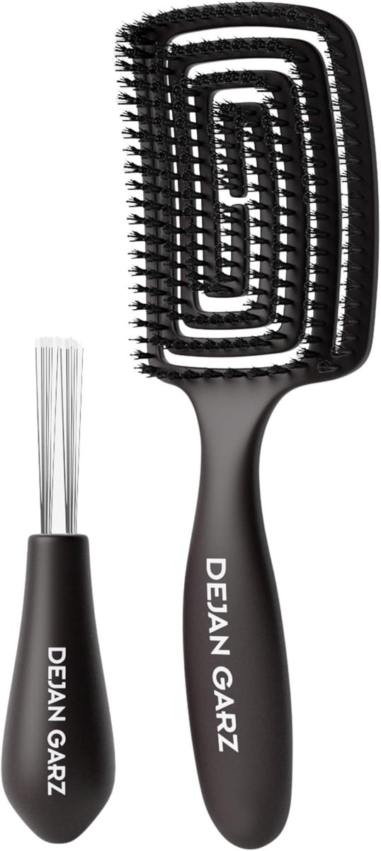 SnelShoppen - Vegan Borstel - Zachte Harenborstel voor Alle Haartypes - Anti-Frizz en Glans - Zwarte Borstel met Vegan Haren - Dagelijks Gebruik voor