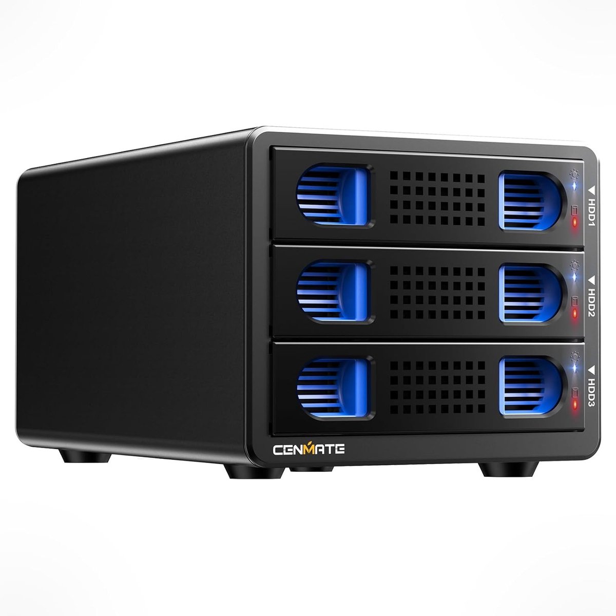 SnelShoppen - Hard Drive Enclosure 3 Bay, 10Gbps Aluminium met Koelventilator voor 2.5/3.5 SATA HDD/SSD, USB A/C 3.2 Kabel, Hot Swappable, Tool-free,