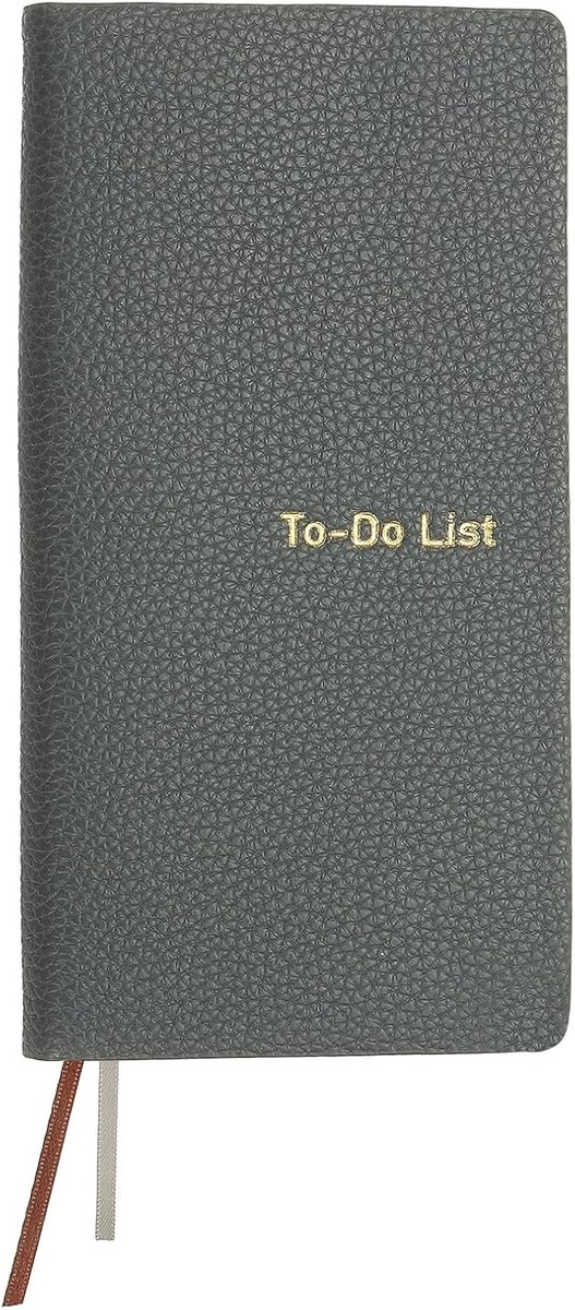 SnelShoppen - Lederen To Do List Notitieblokken - 160 Pagina's - Compacte Planner 6,5 x 3,2 Inch - Grijs PU/Paper - Dagelijkse Plannen voor Zakelijk &
