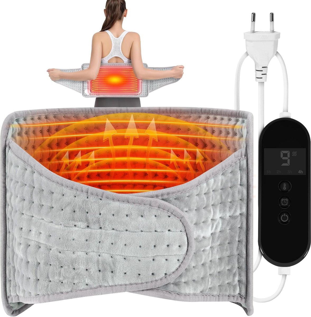 SnelShoppen - Elektrische Warmtepad met Automatische Uitschakeling, 9 Temperatuurinstellingen, Snelle Verwarming, 122x30 cm Grote Verwarmingsdeken voo