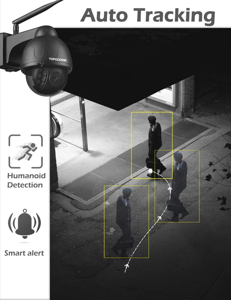 SnelShoppen - Metal Security Camera Outdoor WiFi 1080P - Starlight Night Vision - SD Card 32G - Auto Tracking - Mensherkenning - Zwart - Voor Tuin en