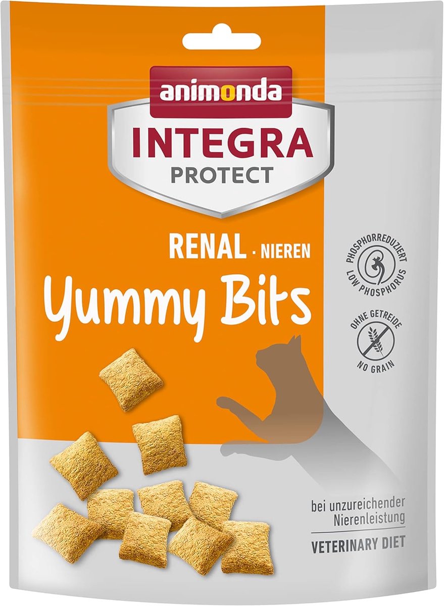 SnelShoppen - Grain-Free Kat Snacks voor Nierinsufficiëntie met Yummy Bits (6 x 120 g) - Suikervrij, Veterinair Aanbevolen, Gezonde Tussendoortjes
