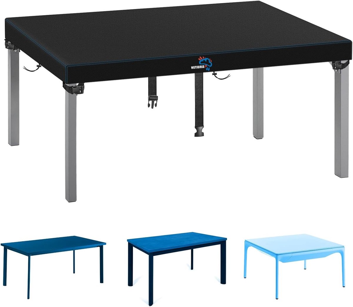 Zwarte Tuin Tafelbescherming 160 x 90 x 15 cm van 420D Oxford Stof, Geschikt voor Binnen en Buiten, Weerbestendige Tafelhoes voor Tuinmeubelen