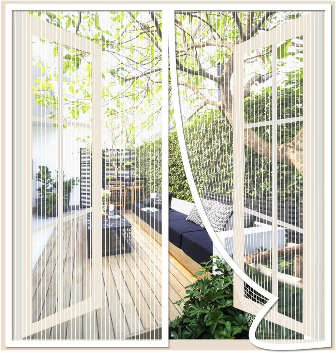 SnelShoppen - Magnetisch Muggennet voor Raam en Deur, 60x160 cm, Fijn Gaas Insectenbescherming, Automatische Sluiting met Magneten, Wit, Ideaal voor B