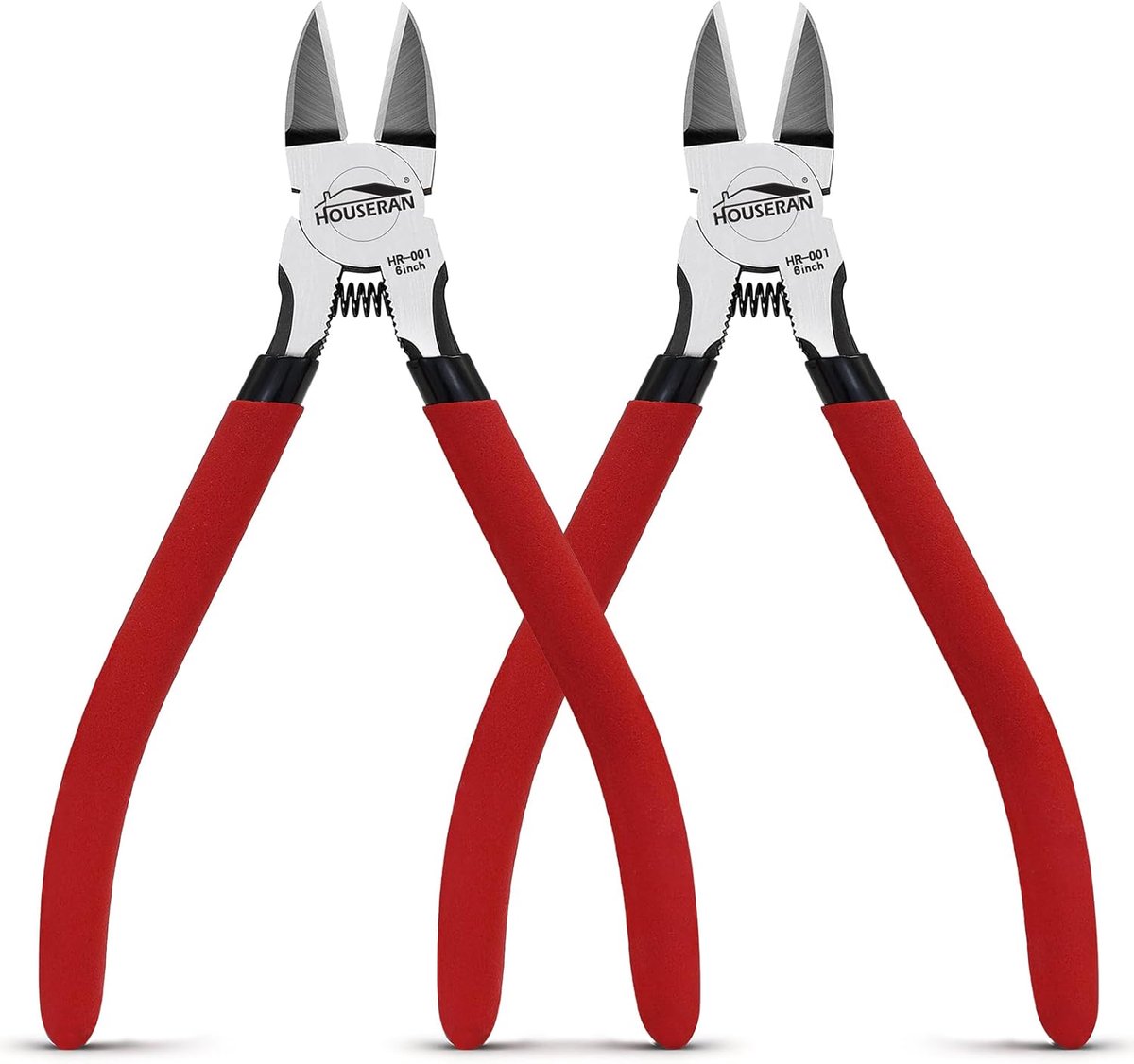 SnelShoppen - Wire Cutters Set van 2 - 6 Inch Zijkniptang - Spring Loaded met Rood Antislip Handvat - Robuust voor Sieraden en Creatieve Klussen