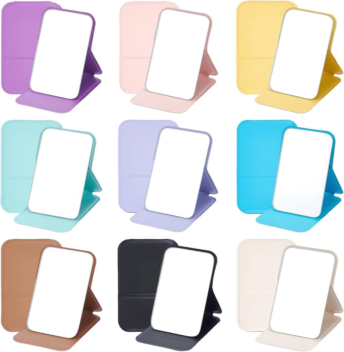 SnelShoppen - 18 Stuks Draagbare Make-up Spiegels in Macaron Kleuren - Compacte Opvouwbare Handspiegels - Perfect voor Reizen, Camping, Thuis en Op Ka