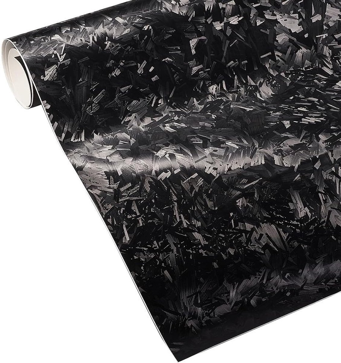 SnelShoppen - Forged Carbon Car Film Matte Black - Hoogwaardige PVC/PET Car Wrapping Film Sticker - 30 x 152cm - UV Bescherming en Krasbestendig - Per