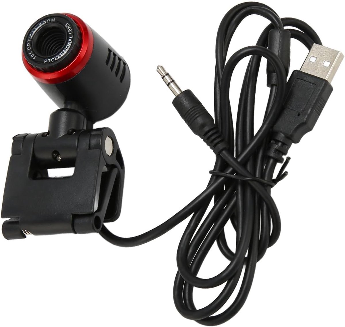 SnelShoppen - USB2.0 Webcam met Microfoon 300.000 Pixels HD 360° Rotatie voor PC Laptop - Ideaal voor Skype, MSN, Video Conferencing, Plug-and-Play