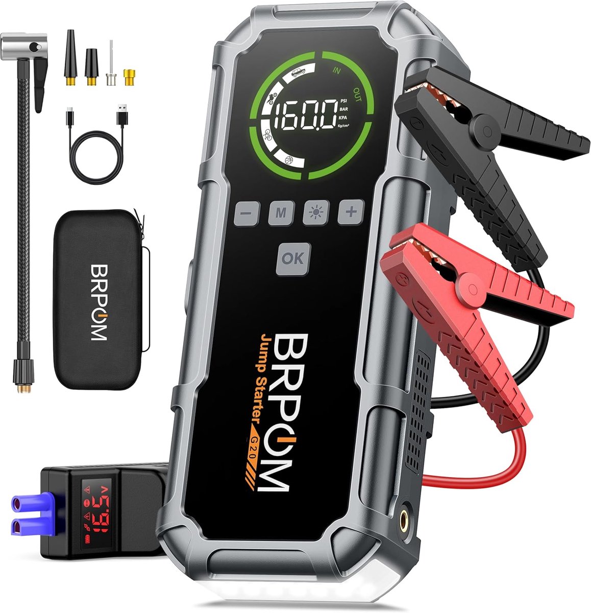 SnelShoppen - Portable Jump Starter G20 - Draagbare Acculader met Powerbank Functie, Compact en Lichtgewicht, Ideaal voor Auto, Motor, en Camping, Inc