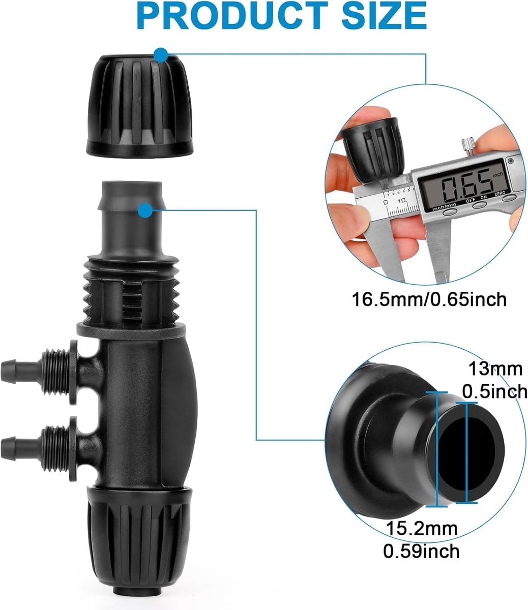 SnelShoppen - 15 Stuks Tuin Irrigatie Barbecue T Connector Tuinslang Water Tube Verbinder 16mm naar 4/7 Irrigatiebuis Anti-Val Kwaliteitsfitting voor