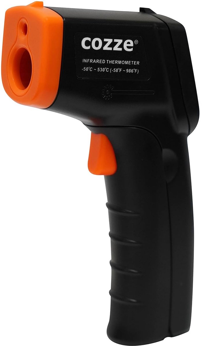 SnelShoppen - Digitale Infrarood Thermometer met Trigger tot 530 °C - Handige Opbergzak - Makkelijk Afleesbare Display - Geschikt voor Keuken, BBQ, Tu