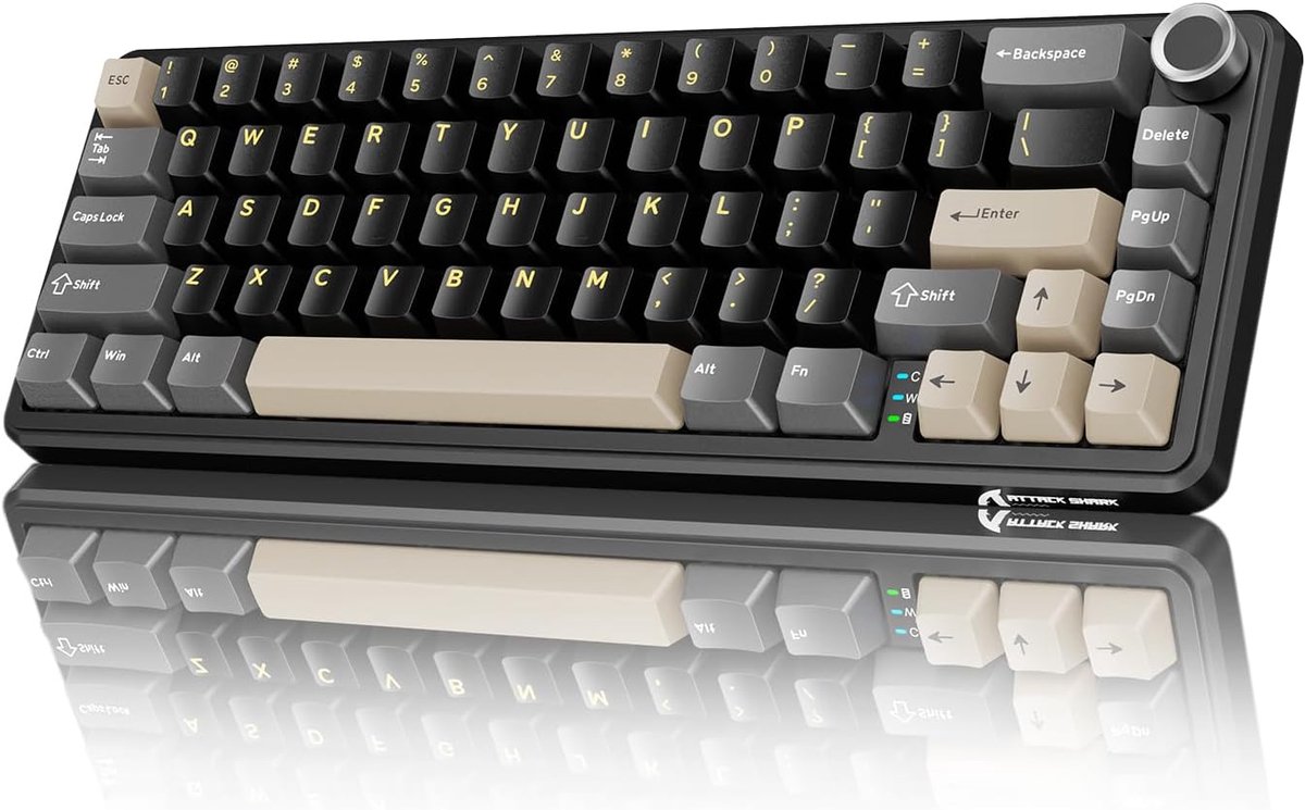 SnelShoppen - Draadloos Mechanisch Gaming Toetsenbord 65% - 66 Toetsen Hot Swap RGB - USB-C, BT/2.4G - PBT Toetsen, Starry Black, Compact en Ergonomis
