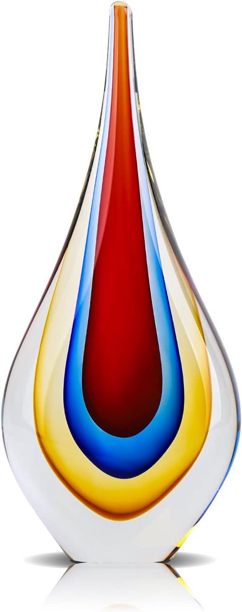 SnelShoppen - 9 Inch Handgeblazen Glazen Sculptuur Decoratie, Moderne Glaskunst Figurine, Rode Papiergewicht voor Kantoor en Woonkamer, Mediterrane St
