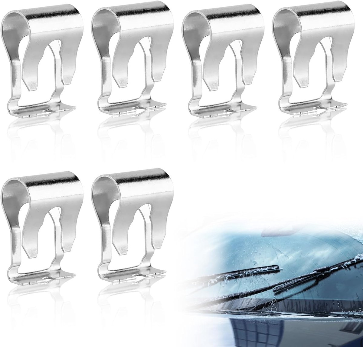 SnelShoppen - Pack van 6 Vervangclips voor Ruitenwisser, Hoogwaardige Reparatieset voor Hinge Motor Ruitenwissers, Silver, Perfecte Oplossing voor Sle