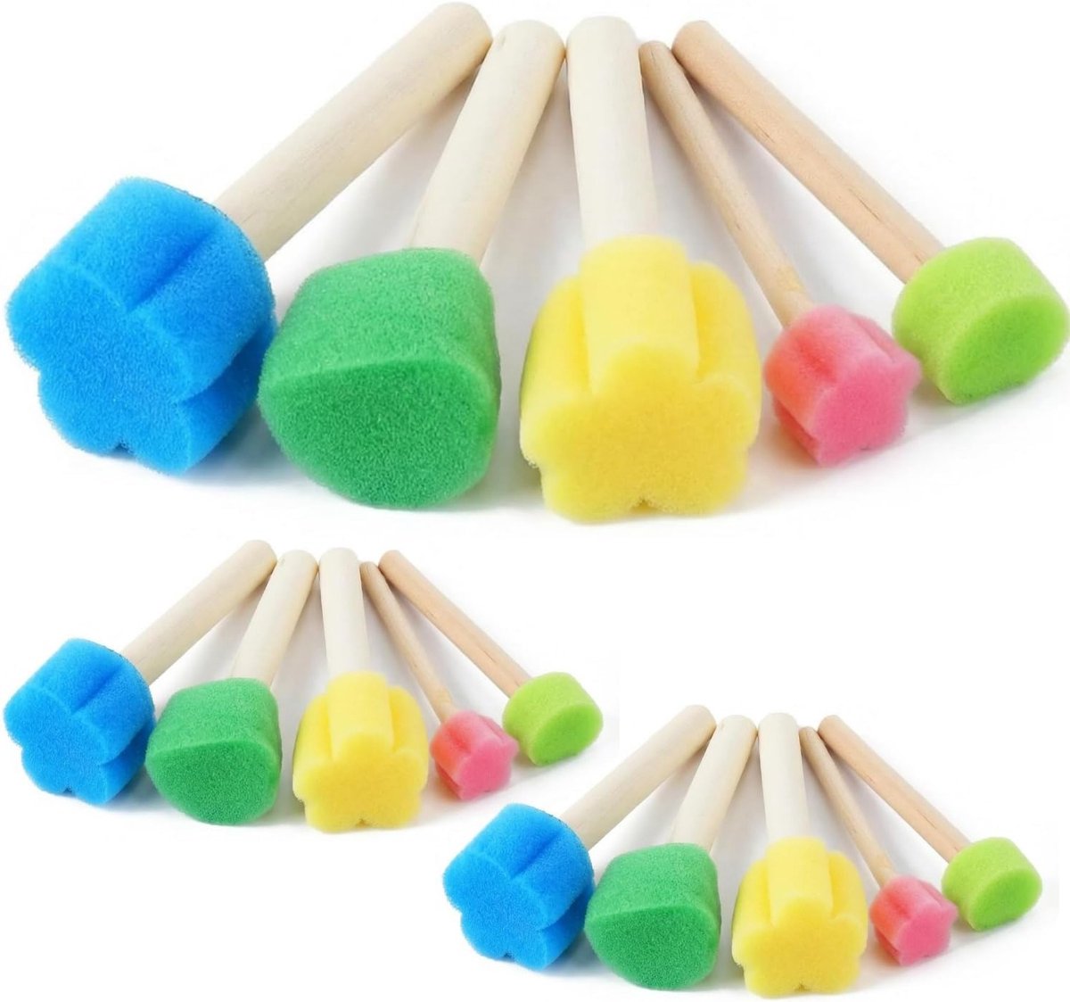 Schildersponsjes en penselenset met 15 stuks voor knutselen, acrylschilderen en kunstprojecten, meerkleurig assortiment