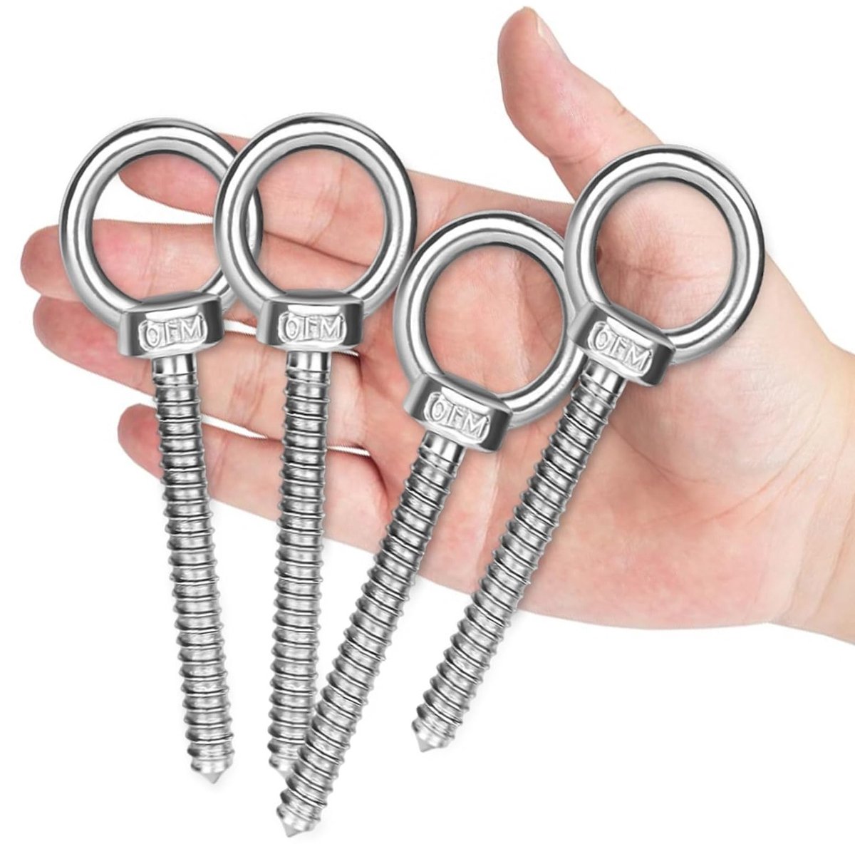RVS Oogschroeven M10, 12 cm Lange Ring Schroeven voor Bevestiging van Hangmatten en Schommels, Duurzaam en Sterk
