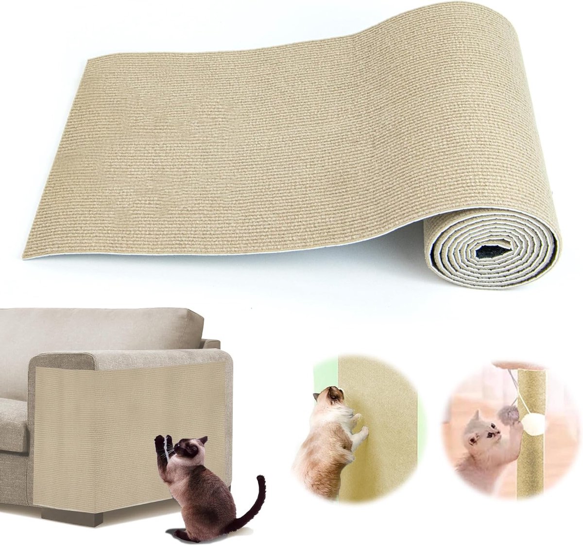 Zelfklevende kattenkleed voor bankbescherming, 30 x 200 cm, snijbaar voor muren, grijs, duurzaam en gemakkelijk te reinigen