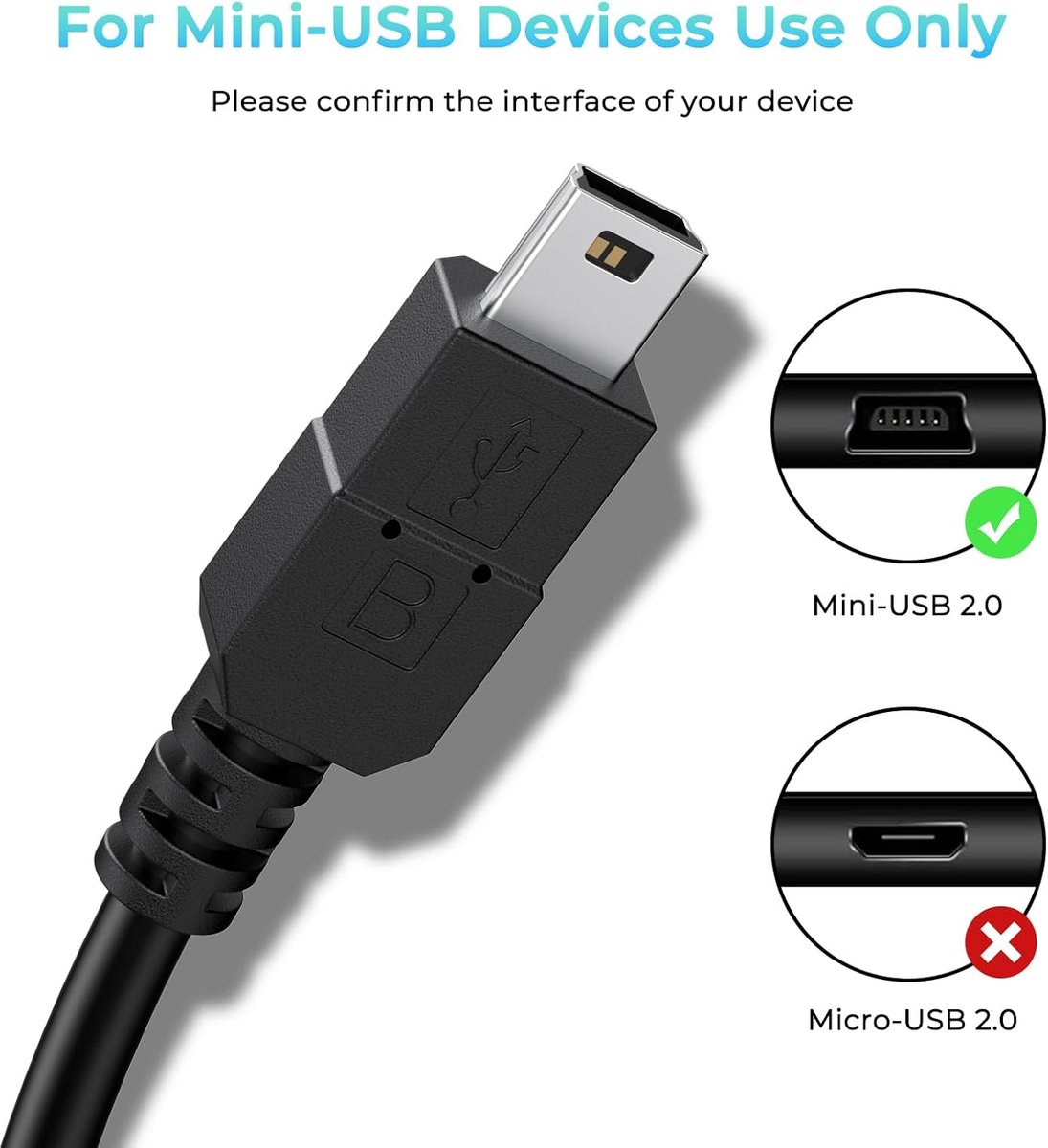 SnelShoppen - USB Mini-B-kabel 1,8 m Oplaadkabel USB-A naar Mini-USB voor PS3 Gamecontroller, Externe Harde Schijf, Dashcam, Microfoon en Meer