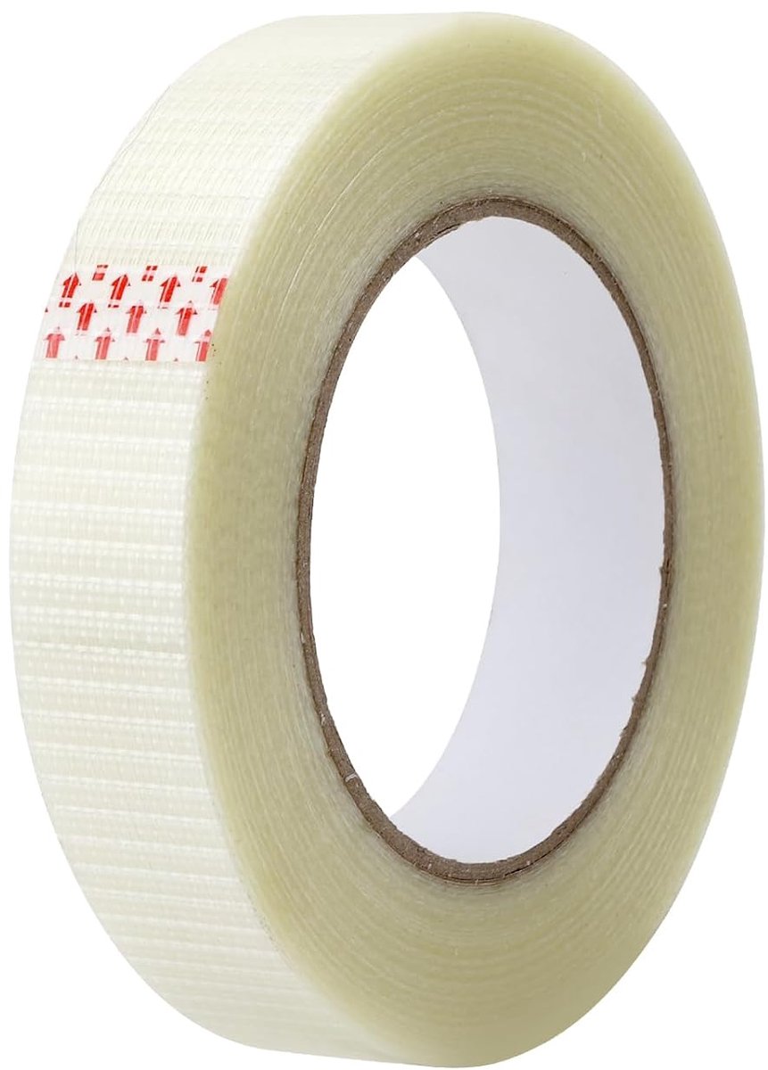 SnelShoppen - 50 m Adhesive Tape, Transparant, 25 mm Breed, Waterdicht, Extra Sterk, Handafscheurbaar, Glasvezel Versterkt, Filament Tape voor Bundele