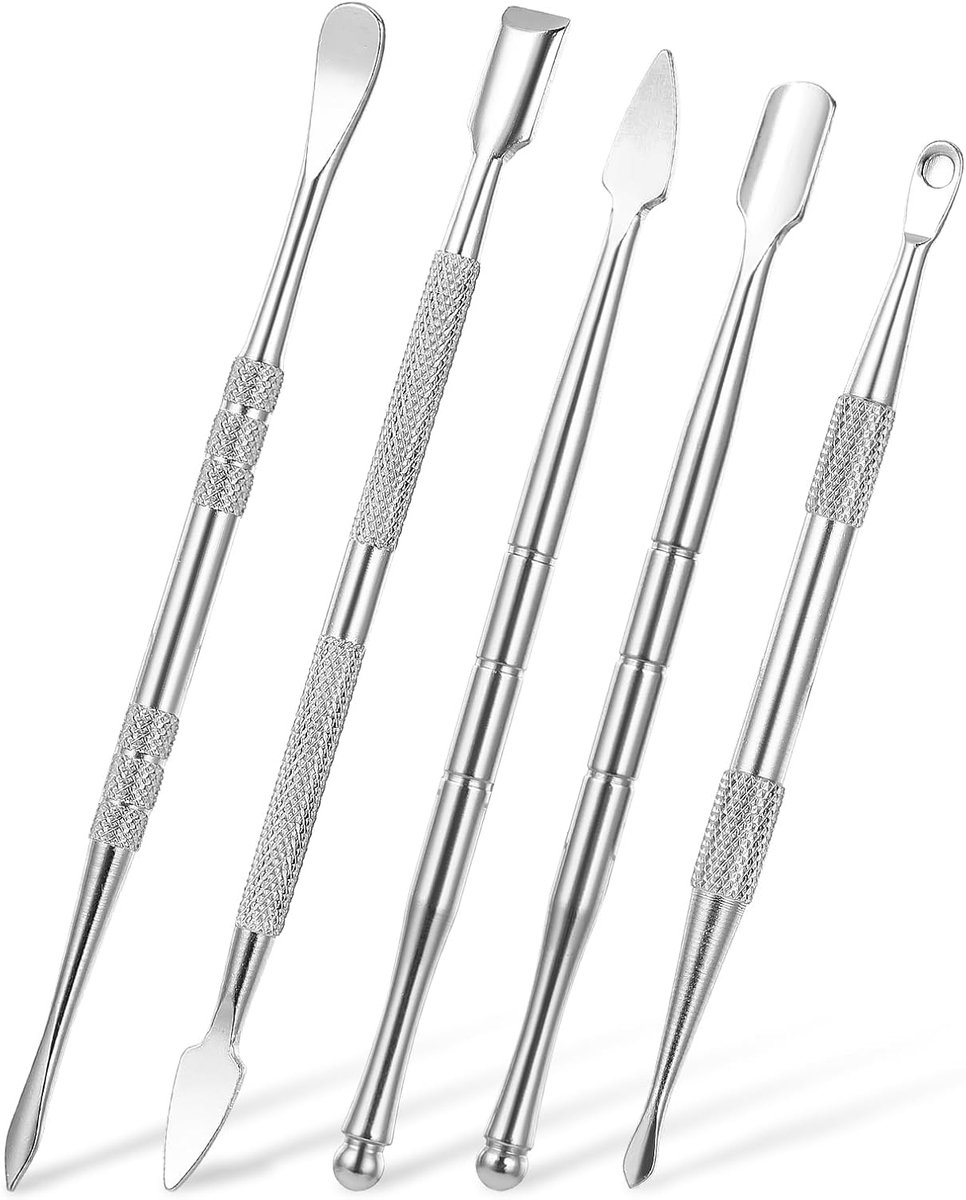 SnelShoppen - 5 Stuks RVS Dubbelzijdige Was- en Snijgereedschap voor Kleimodelleren, Sculptuur Tool Set, Snijden, Vormen, Polijsten en Schrapen