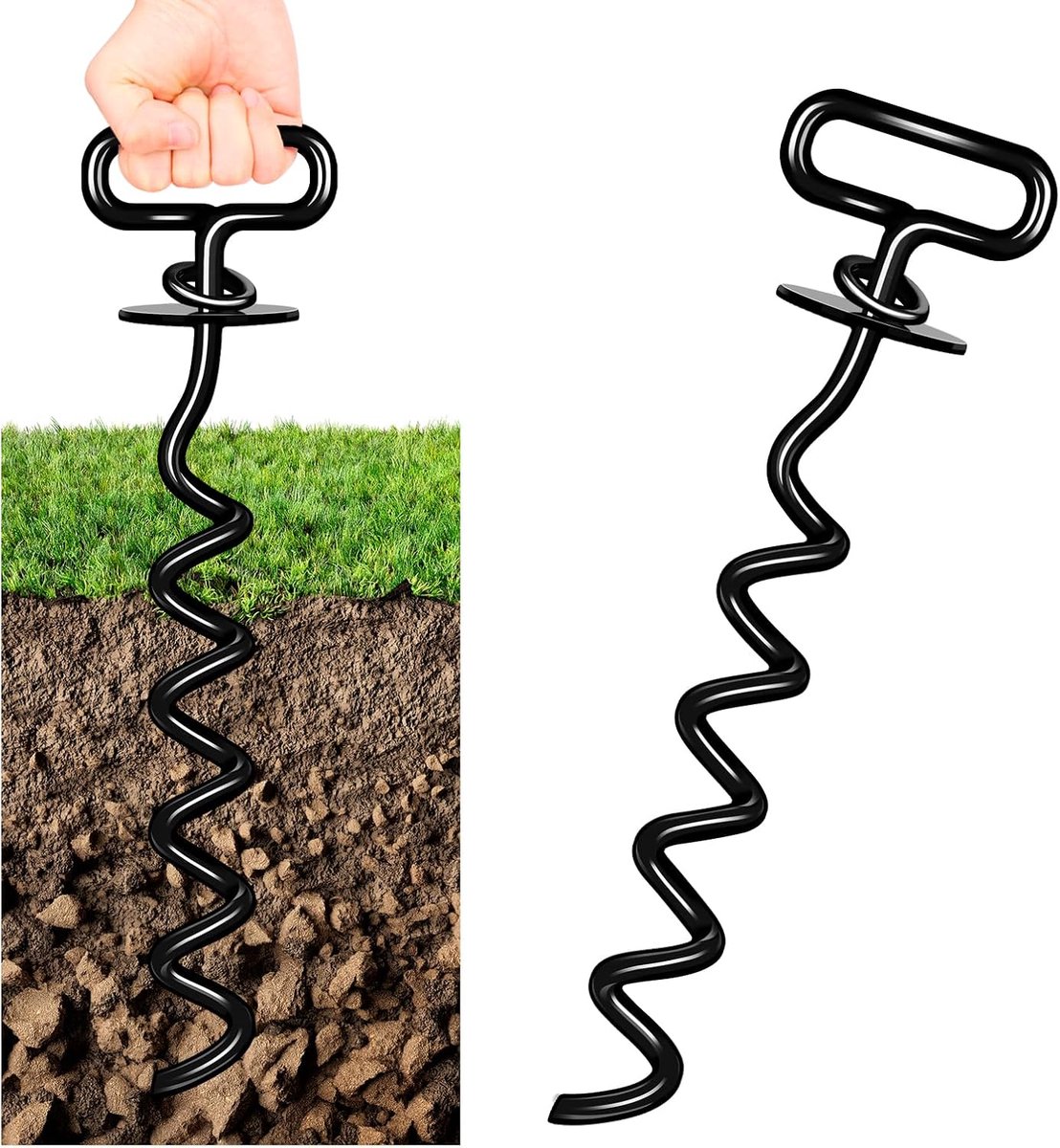 SnelShoppen - Ground Anchor voor Grote Honden, Robuuste Spiral Stake, 360 Graden Rotatie, Geschikt voor Elke Bodem, Snelle Installatie, Tot 140 lbs