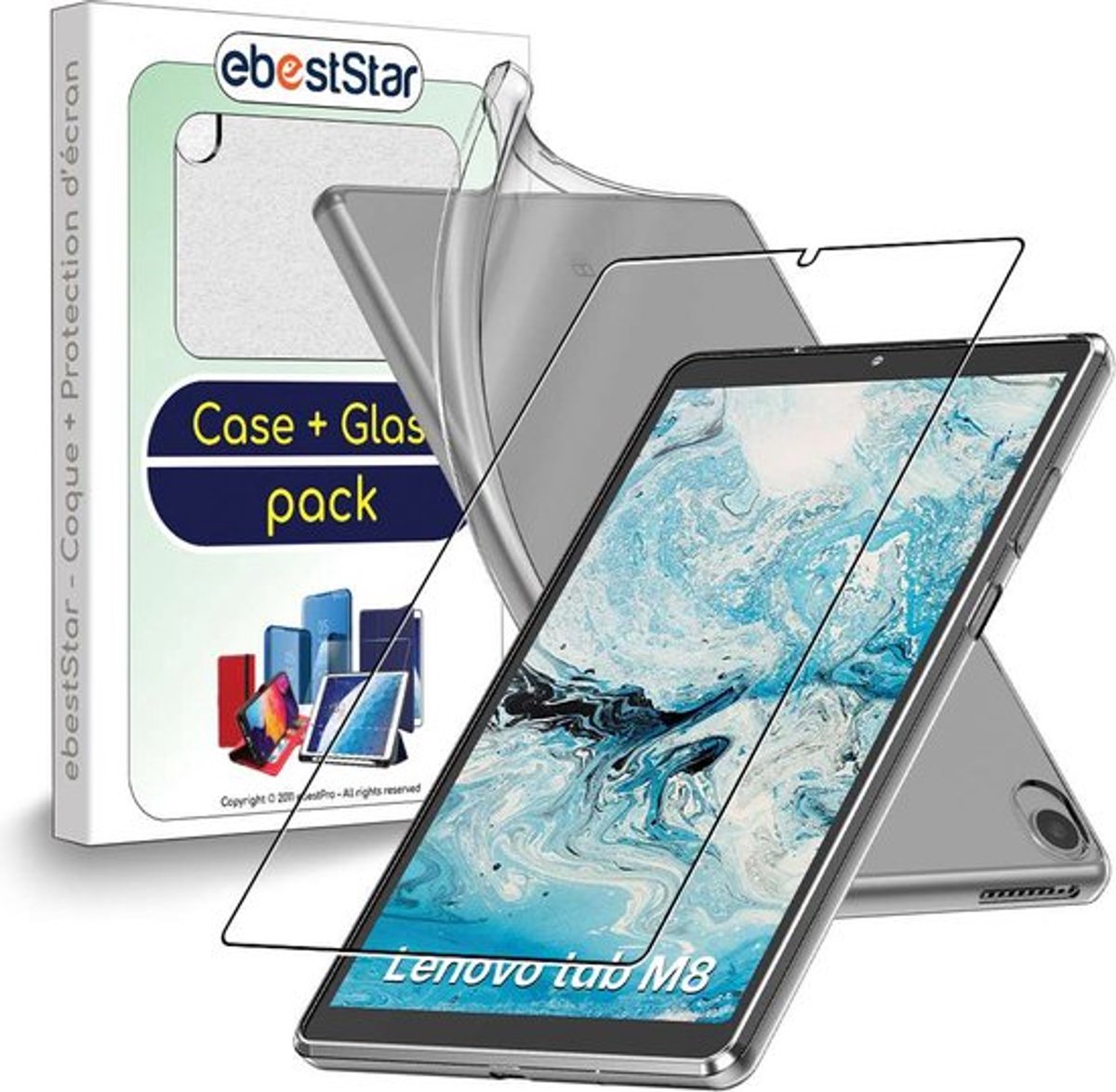 ebestStar - Hoes geschikt voor Lenovo Tab M8 2021 (3rd gen), M8 HD 2019, Back Cover, Beschermhoes anti-luchtbellen hoesje, Transparant + Gehard Glas
