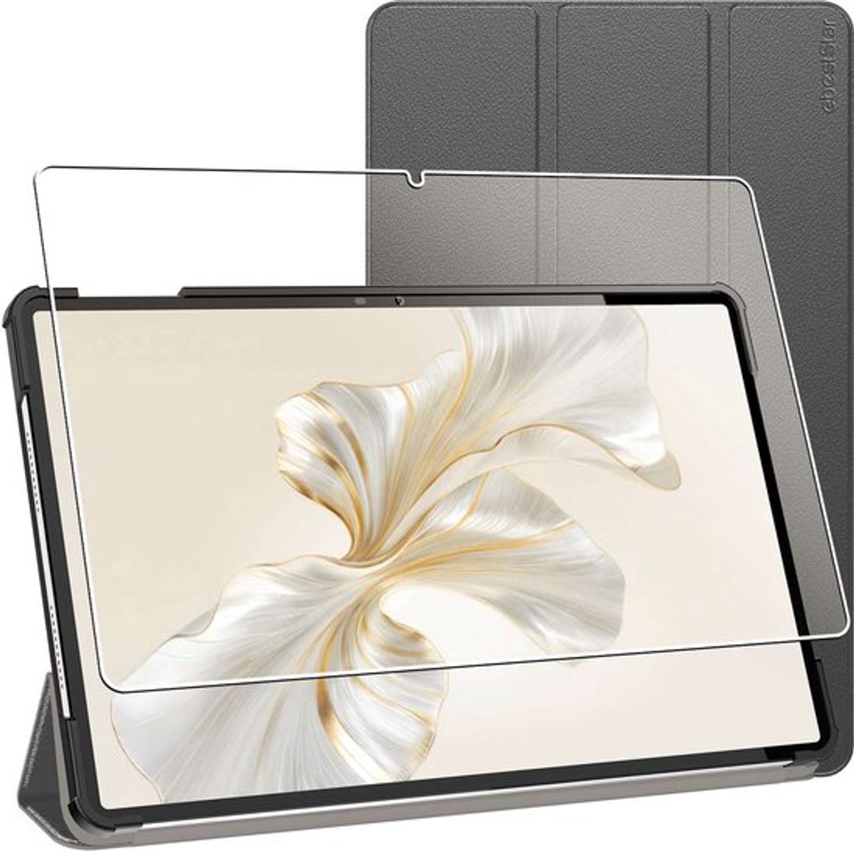 ebestStar - Hoes geschikt voor Honor Pad 9, Slanke Design PU Lederen Etui, Automatische Slaap/Wake, SmartCase hoesje, Zwart + Gehard Glas
