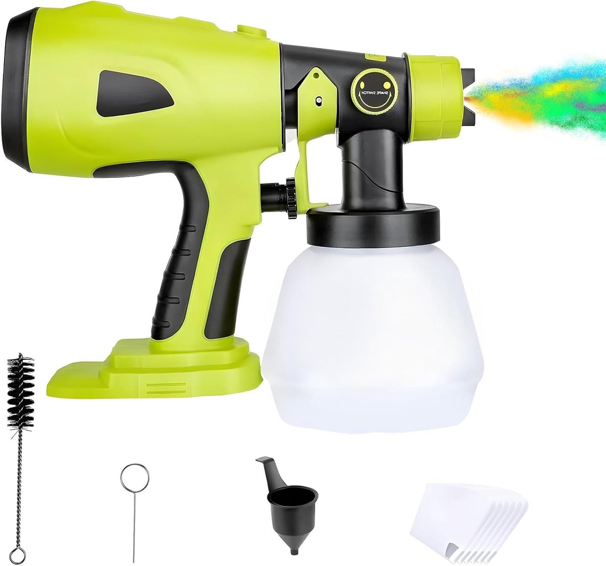 Draadloze Verfspuit met 4 Nozzles en 1000ml Container voor Muren, Hekken en DIY Projecten, Handheld HVLP Verfspuit voor Thuisgebruik