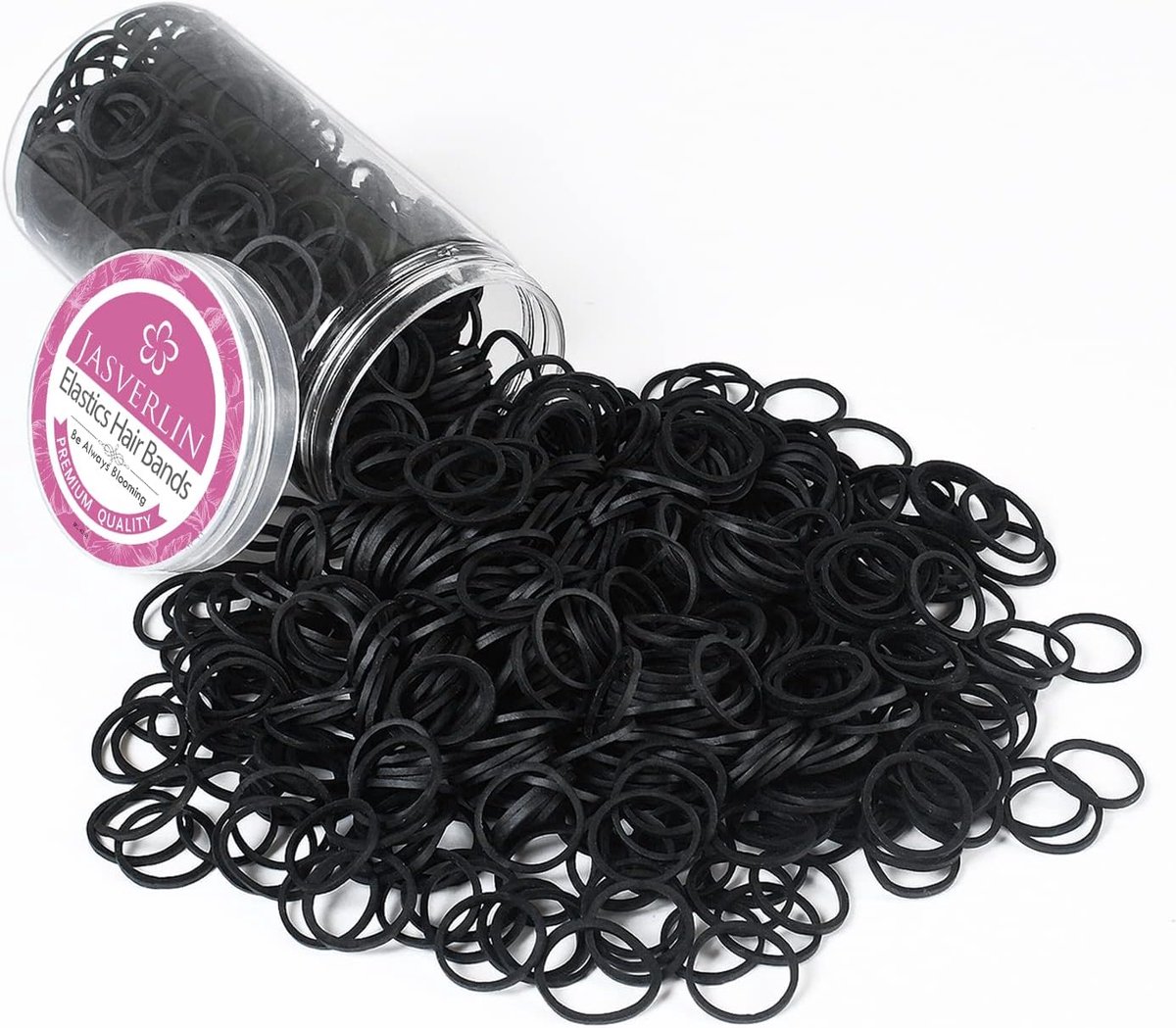 Thijox - Zwarte Haarelastiekjes 3/4 inch - 1000 Stuks - Schadevrije Mini Elastiekjes voor Paardenstaart - Perfect voor Meisjes, Vrouwen en Baby's