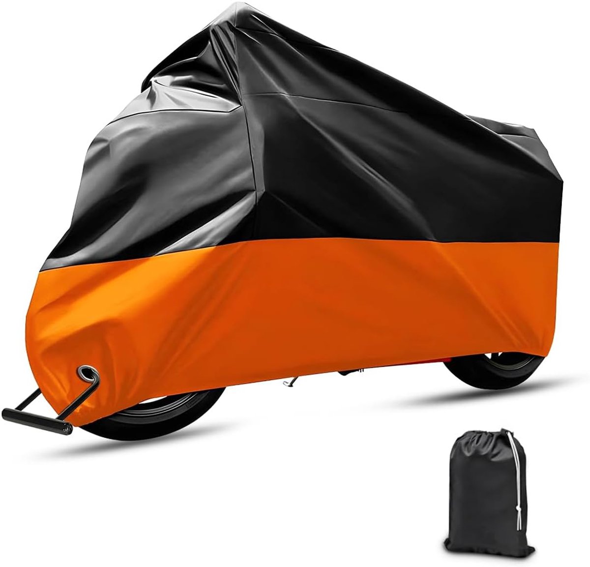 SnelShoppen - Universele Waterdichte Motorfietscover - Zwart Oranje - 210D UV Bescherming - Anti-Dust - Buiten Motor Scooter Bescherming