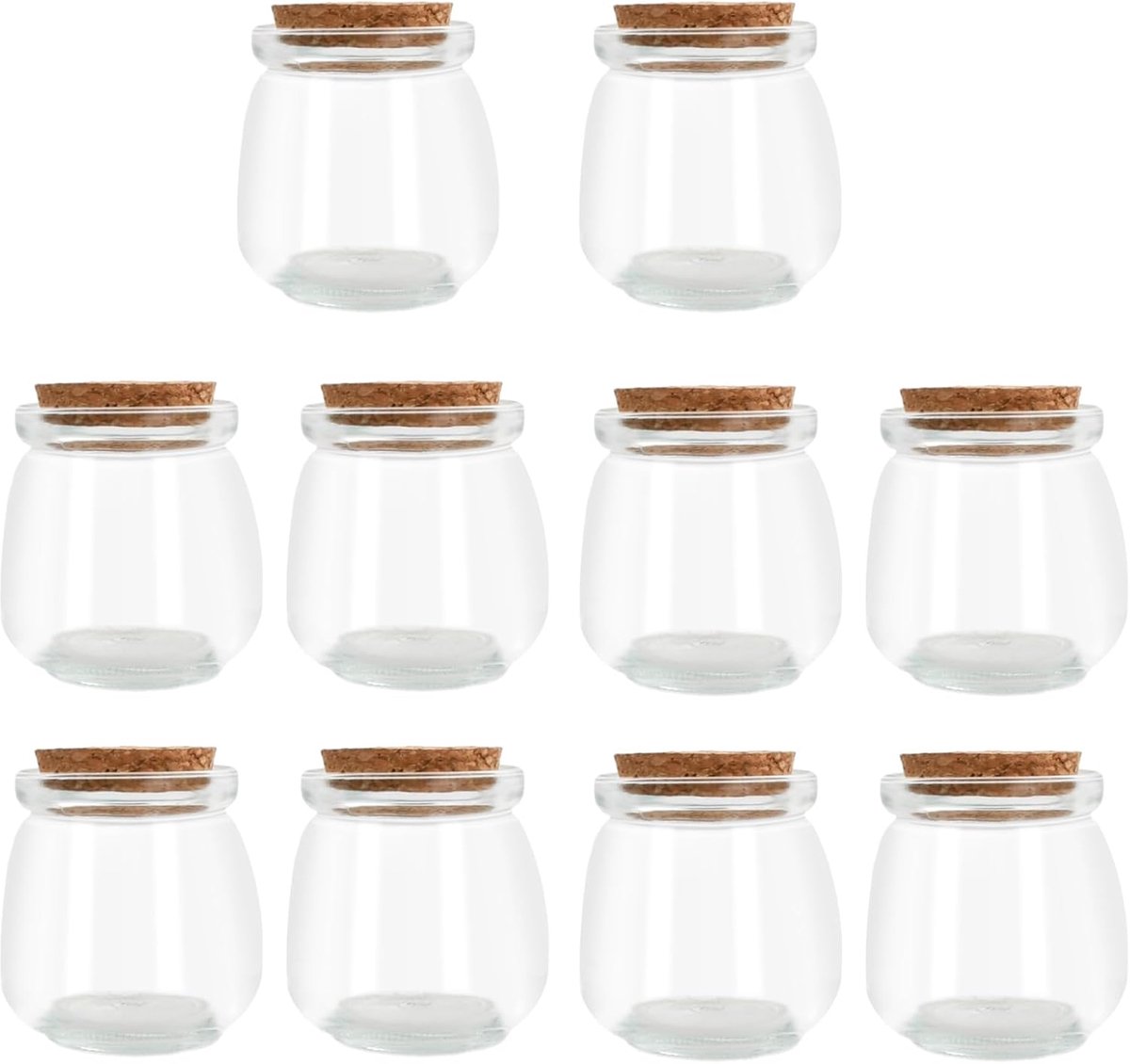 SnelShoppen - 10pcs Kruidpotjes met Kurken Deksel, Kleine Glazen Flessen, Herbruikbare Glazen Potten voor Yogurt, Pudding, Trouwen, Feest, 100ml