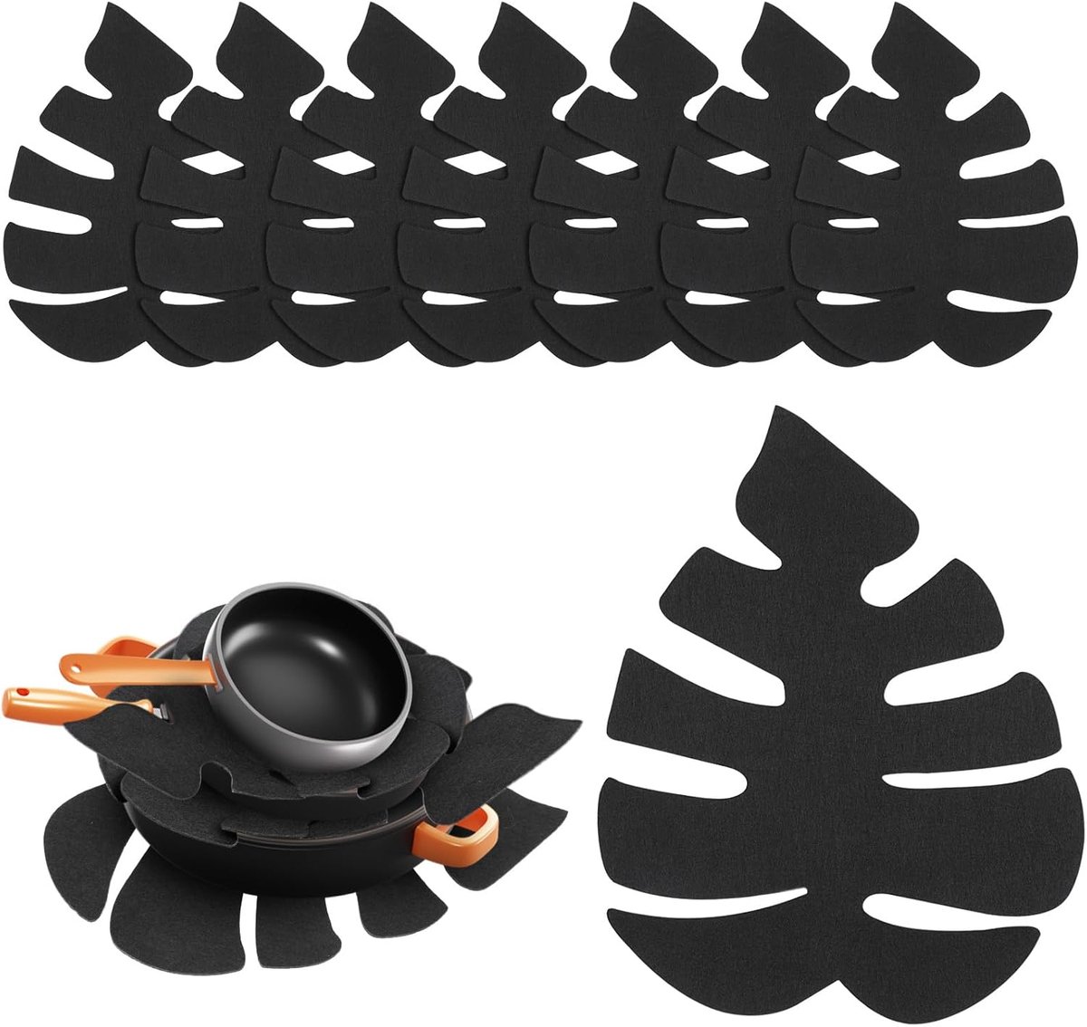 SnelShoppen - AiQInu Set van 8 Panbeschermers 35 × 27 cm Krassenbestendige Bescherming voor Pannen, Potten en Schalen - Perfect voor Keuken, Ceramiek