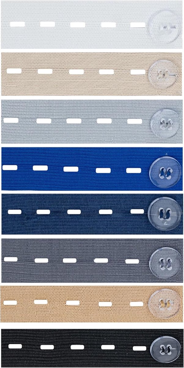 SnelShoppen - 8 stuks elastische tailleverlenging, verstelbare broekriem, knoopverlenging voor jeans en rokken, elastisch en comfortabel, voor dames e