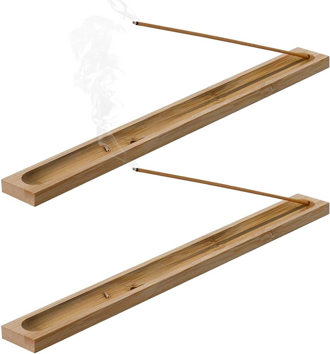 2 Stuks Houten Wierookhouder van Bamboe voor Meditatie, Yoga en Binnen- en Buitengebruik