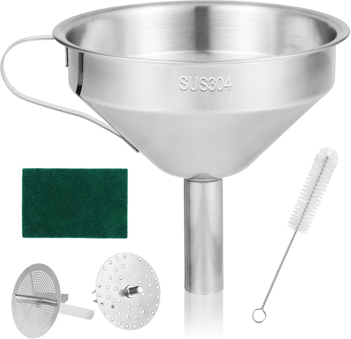 SnelShoppen - 7 Delige 3D Printer Resin Funnel Filter Set - 3 RVS Filters + 3 Vouwbare Siliconen Trechters + Borstel - Printer Accessoires voor Anycub