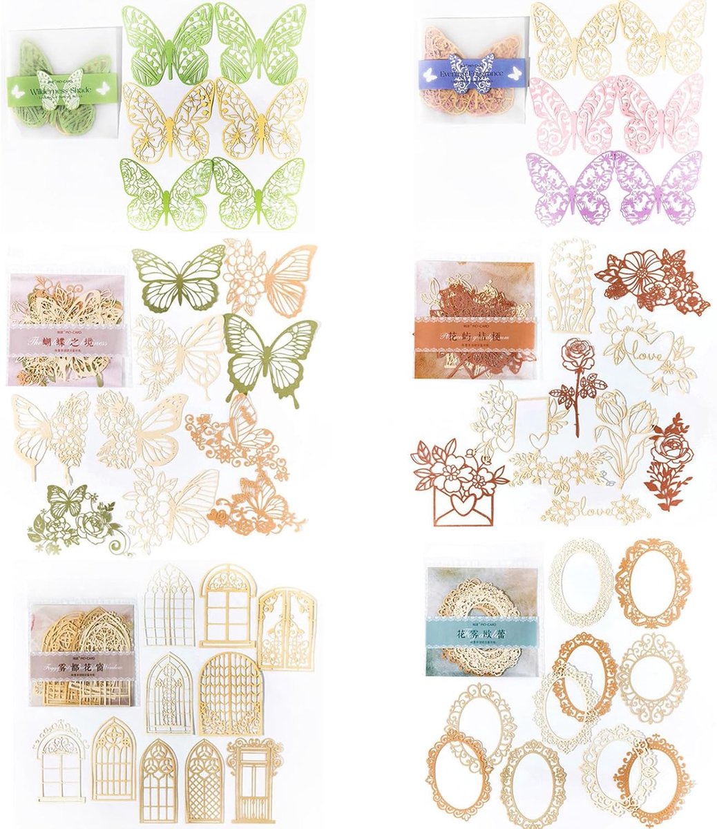 SnelShoppen - Scrapbooking Lace Paper Set 52 Stuks Decoratief Hollands Kantpatroon voor Dagboek, Planner, Album, Notitieboek, DIY Versiering