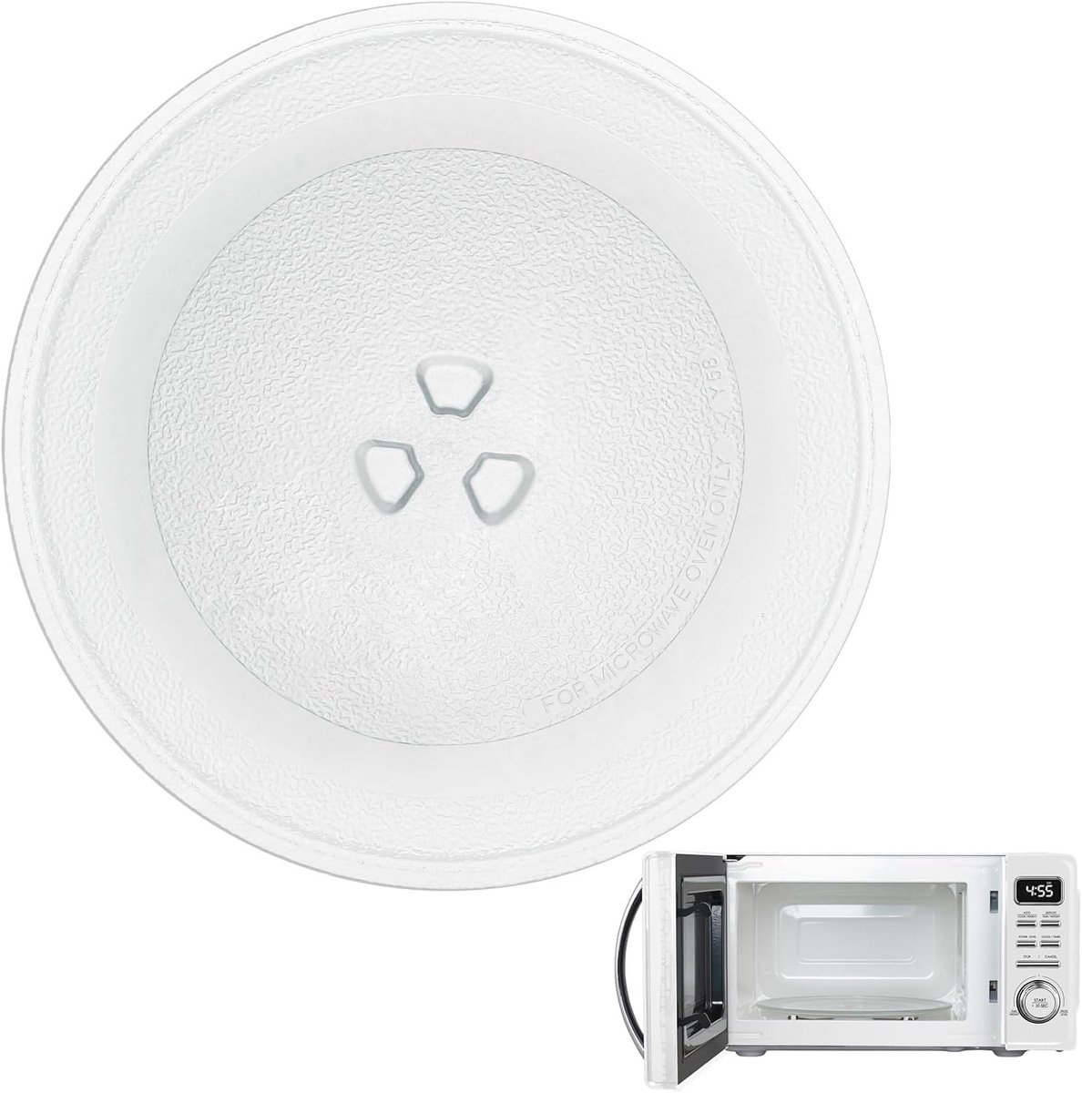 SnelShoppen - Vervangende Magnetronplaat 24,5 cm - Ronde Glazen Plaat met 3 Bevestigingspunten - Hittebestendig Glas voor Magnetron - Ideaal voor Keuk