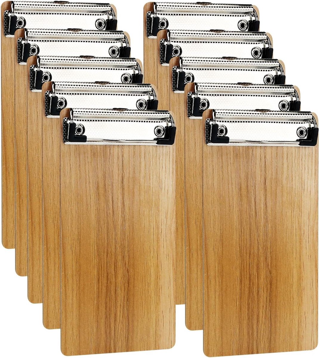 SnelShoppen - 10x A6 Clipboard Houten Clipboard met Lage Profiel Clip, Hardboard, Ideaal voor School, Kantoor, Creatieve Projecten, Hangen, 20.5 x 10.