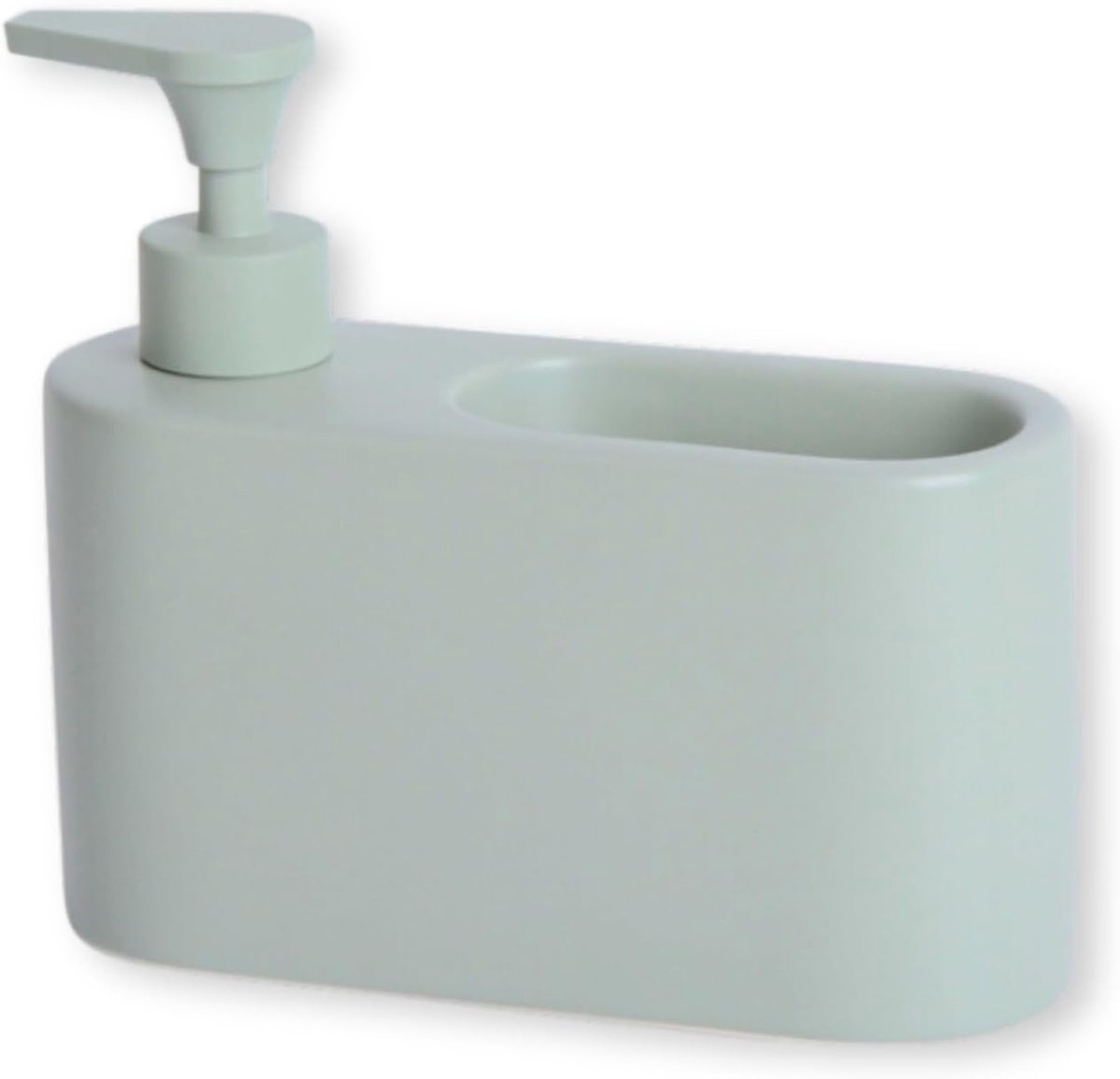 SnelShoppen - Ceramic Soap Dispenser met Sponshouder - Slimme Keuken Organizer 500 ml | Vaatwasmiddel Dispenser voor Keuken | 18 x 6 x 15.8 cm | Matte