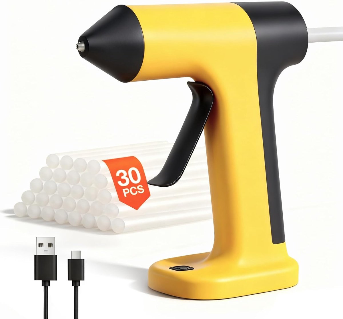 SnelShoppen - Draadloze Lijmpistool met 30 Lijmstiften 7 mm Oplaadbare USB 2000 mAh Accu 30 Seconden Snelle Verwarming Intelligente Uitschakeling Voor