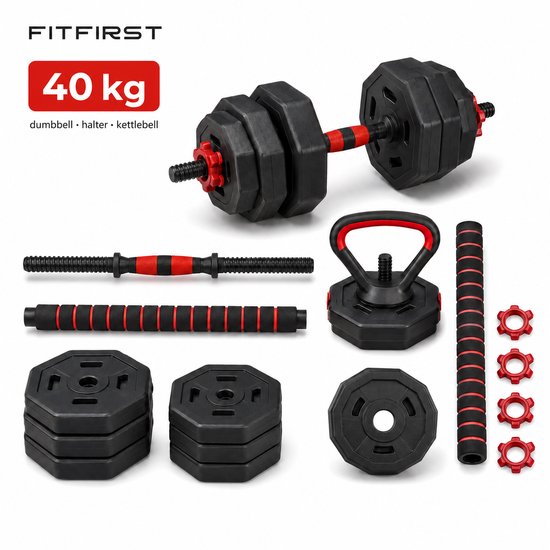 Fitfirst 3-in-1 Verstelbare Dumbbells Kettlebell Set 40kg
