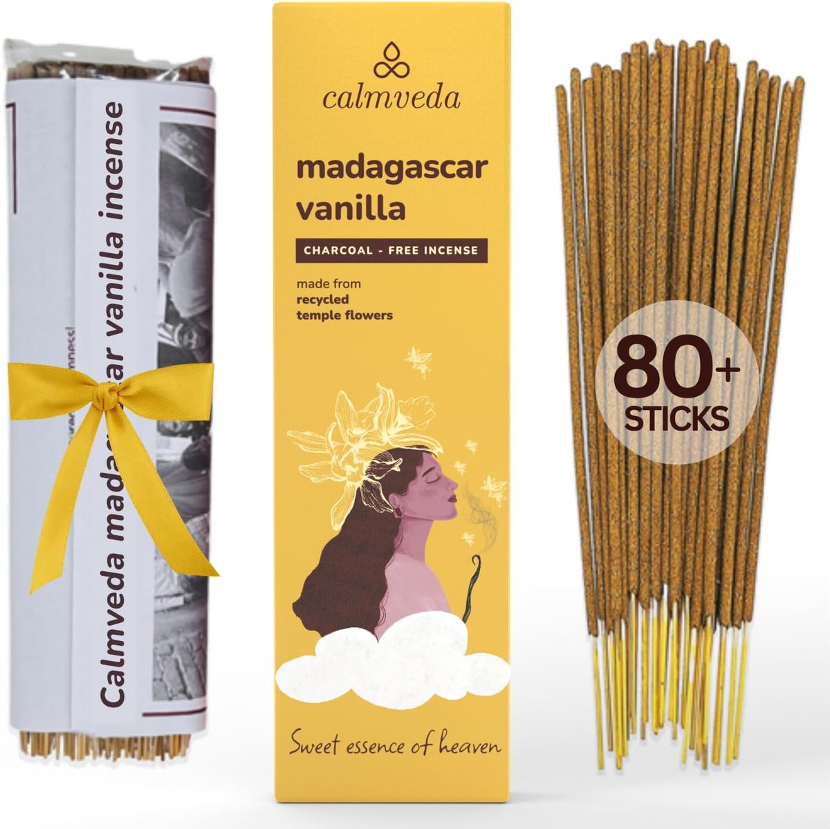 SnelShoppen - 80 Stuks Vanille Wierook met Patchouli - Natuurlijk en Zonder Kolen - Spirituele Geur voor Meditatie, Yoga en Ontspanning