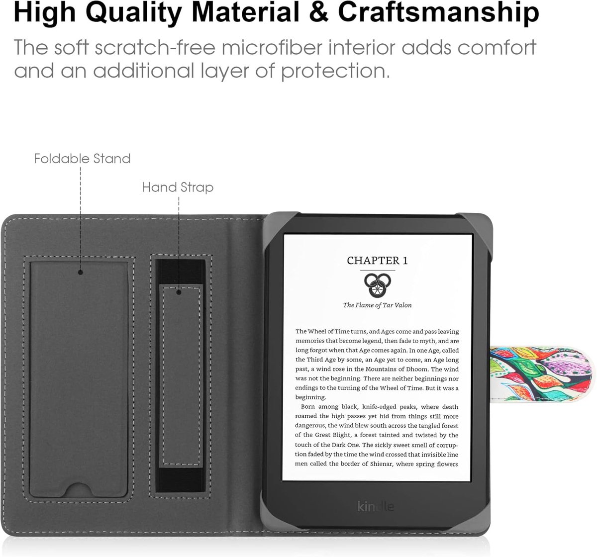 SnelShoppen - Universele E-Book Reader Hoes voor 6-6.8" Kindle Paperwhite, Kobo Clara HD, PocketBook, Leder, Staand, Bescherming, Reis, Thuis – foto 6
