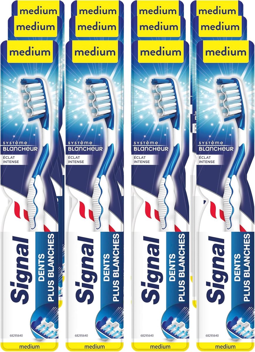 SnelShoppen - Tandenborstel Whitening Systeem - Intensieve Glans - Wittere Tanden - 12 Stuks - 87% Gerecycled Plastic - Medium