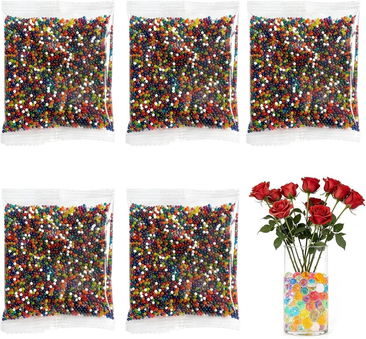SnelShoppen - 50.000 gekleurde gelballen 7-8 mm voor vazen, planten, decoratie, ambachten, kleurrijke vulballen voor bloemstukken en interieurdesign