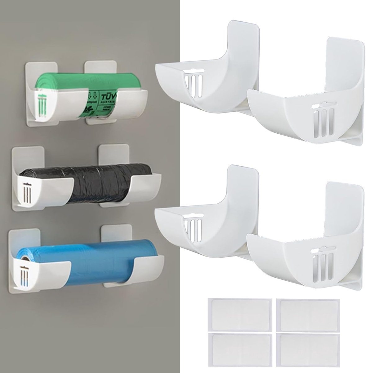 SnelShoppen - Kitchen Wall Organizer 4 Stuks Zelfklevende Opbergdozen voor Keuken, Hoek Organizer voor Kastdeuren en Koelkastdeuren, Duurzaam en Water