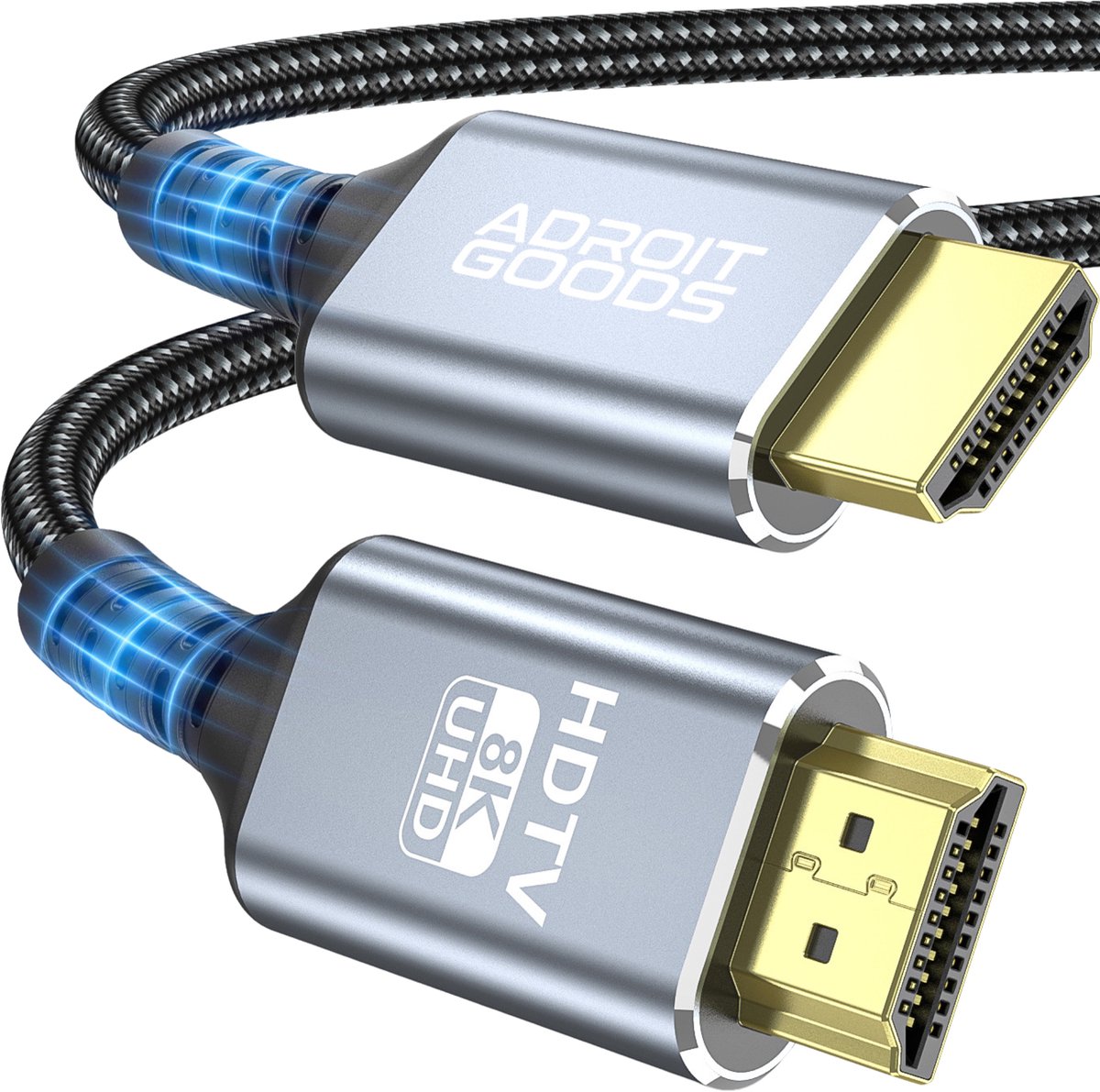 AdroitGoods HDMI 2.1 Kabel 8K 60Hz 4K 120Hz Ultra High Speed 48Gbps eARC VRR ALLM Gaming TV Monitor Laptop HDMI Kabel - 3 m