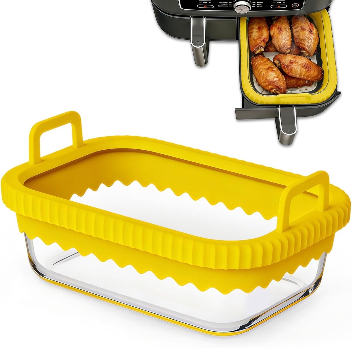 SnelShoppen - Flintronic Luchtfriteuse Voeringen Geel - Set van 10 - Herbruikbare Bakmatten voor Luchtfriteuse - Ideaal voor Gezonde Koken, Bakken, Gr
