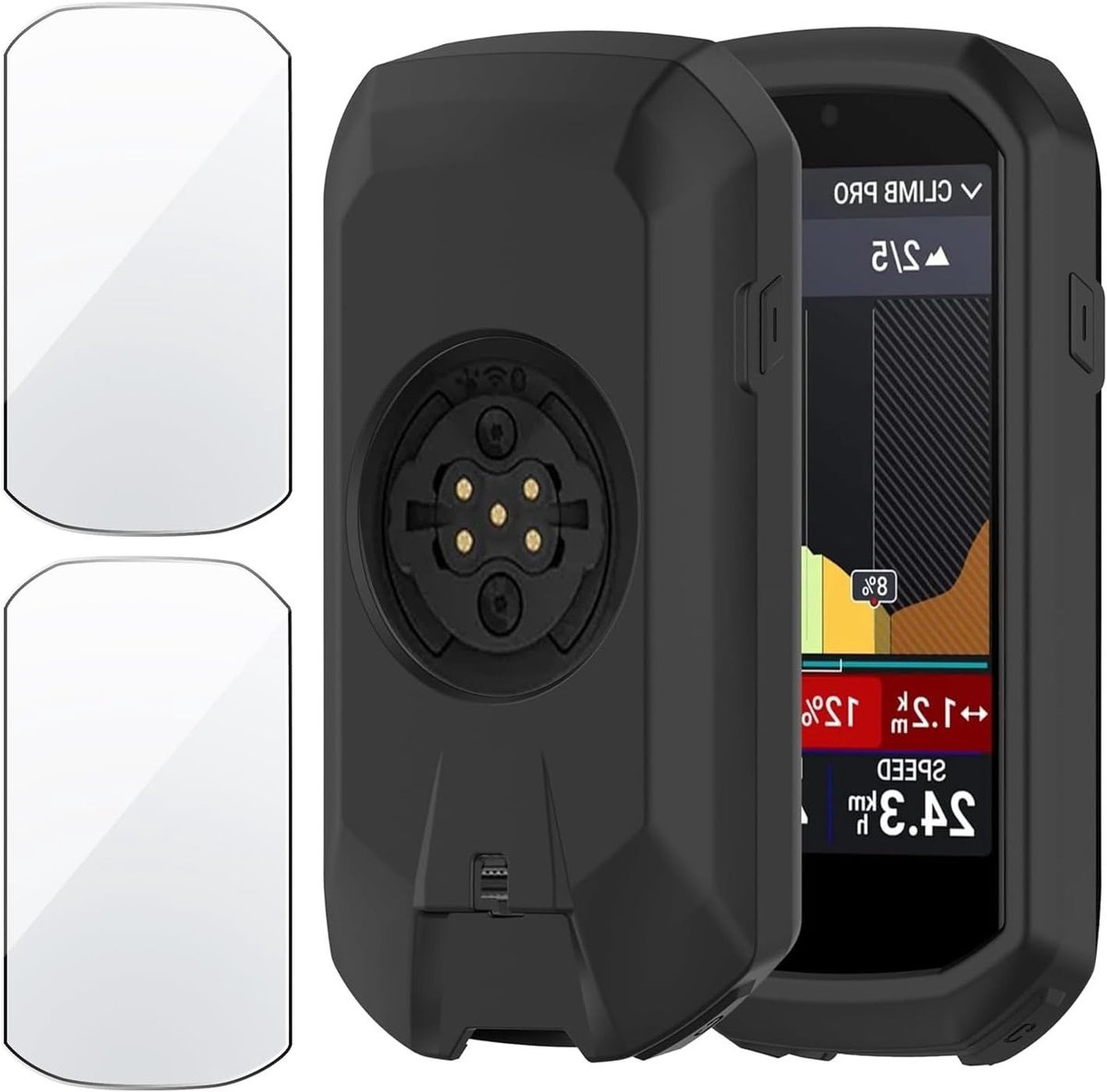 GPS Fietsnavigatie Accessoires met 2 Screen Protectors en Tempered Glass Hoes - Zwart, Geschikt voor Edge 1050