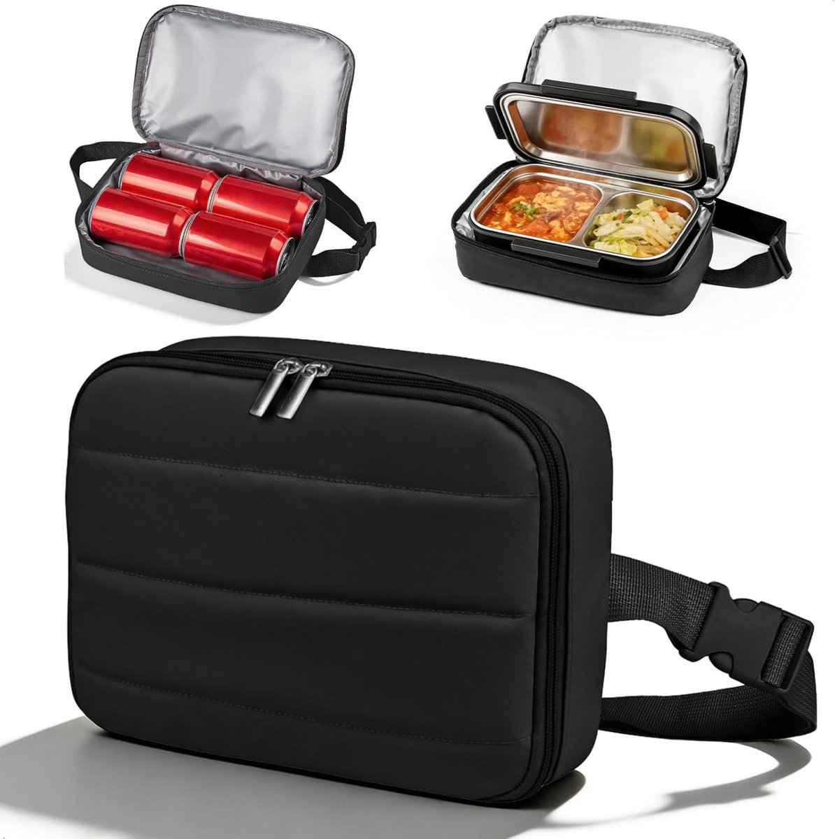 Thermische Lunchtas voor Eten, Compacte Isolatie Tas 24 x 18 x 6 cm, Waterdicht en Verstelbaar voor Kantoor, Sport en Reizen